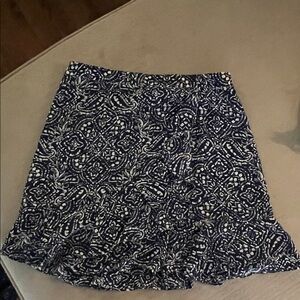 Olivaceous Blue and White Patterned Mini Skirt
